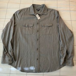 Gray L Express Flannel Button-Up Shirt